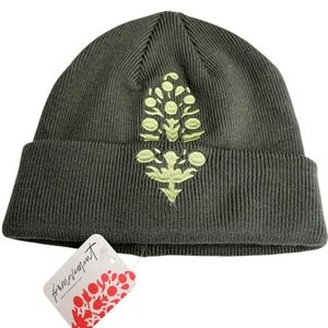 FP Movement Beanie Hat Moss Green Knit Embroidered Logo‎ One Size Womens